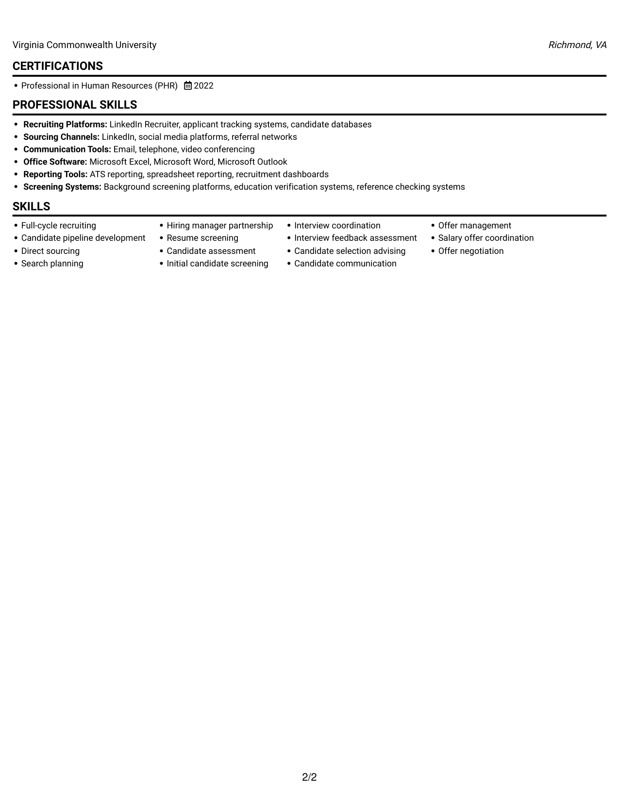 Resume example — page 2