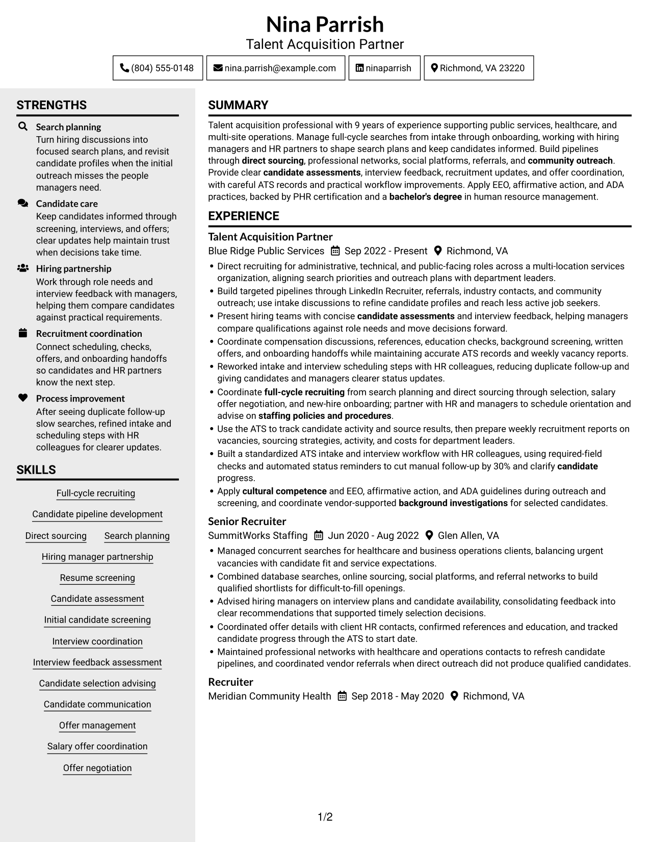 Resume example — page 1