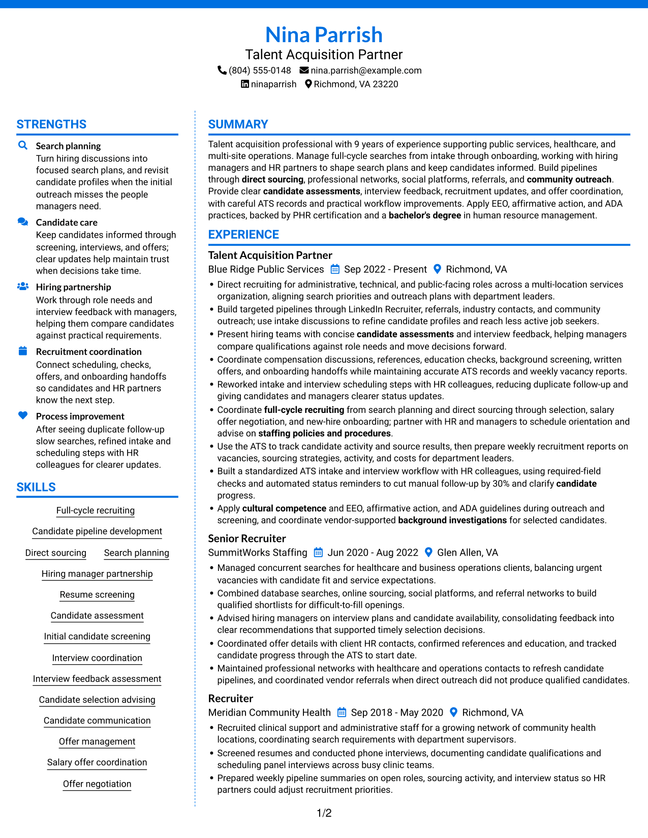 Resume example — page 1
