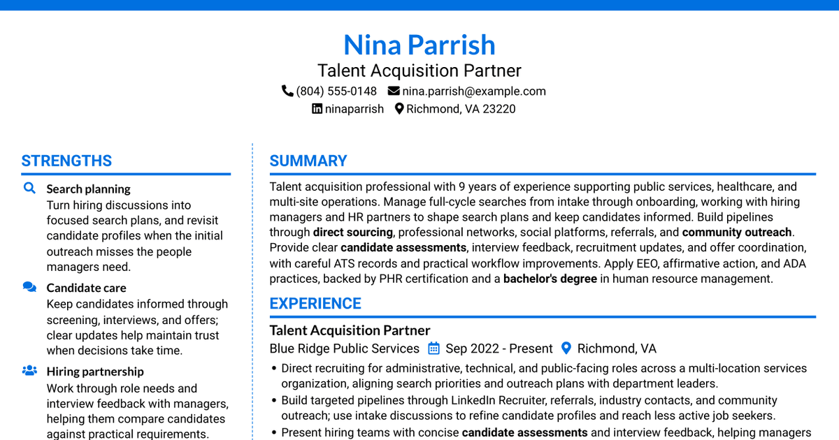 7 Talent Acquisition Analyst - Full-Cycle Recruiting Resume Templates with Example