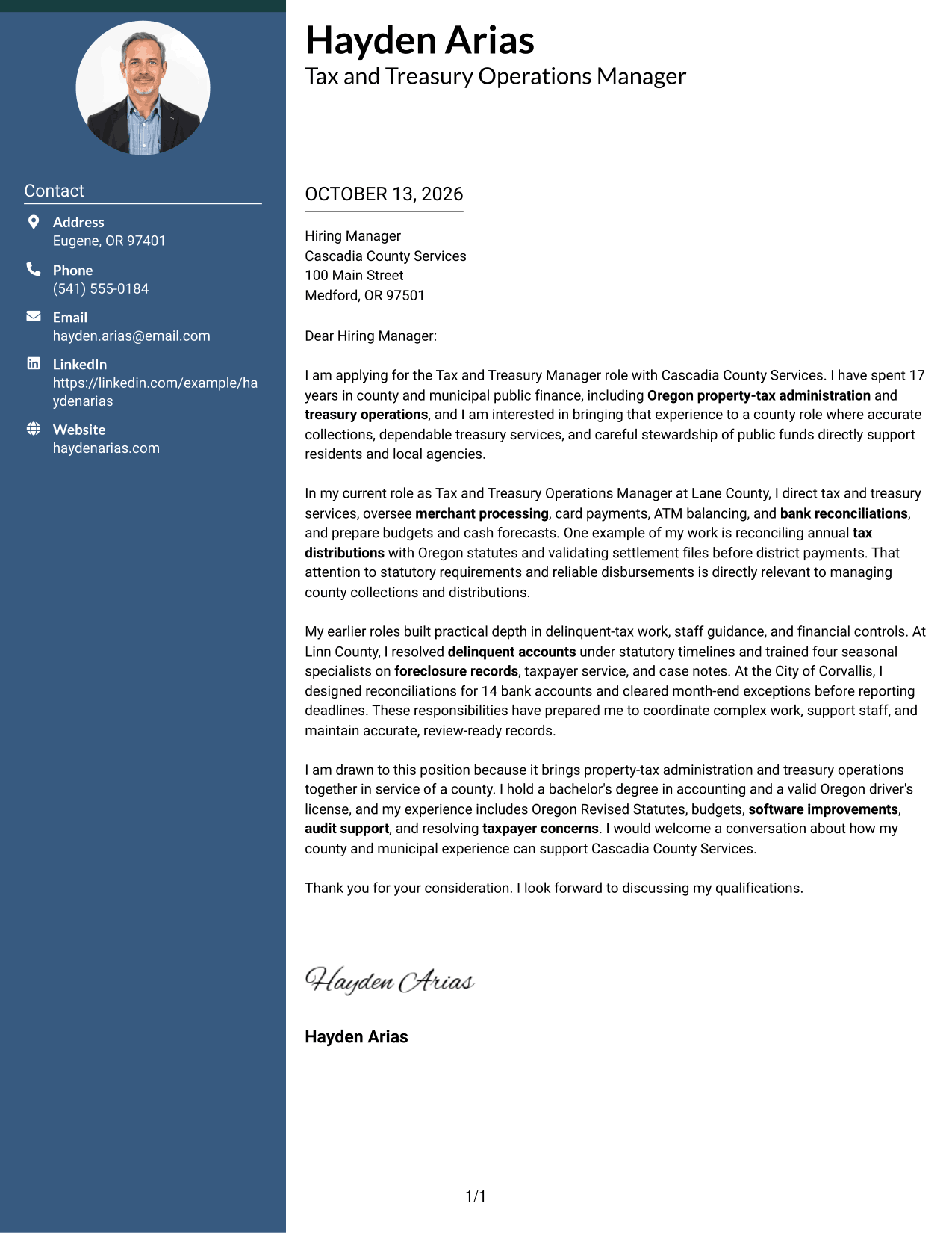 Cover Letter Example Page 1