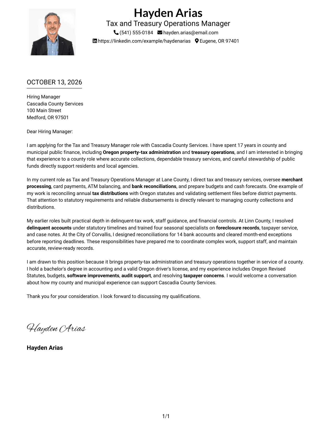 Cover Letter Example Page 1
