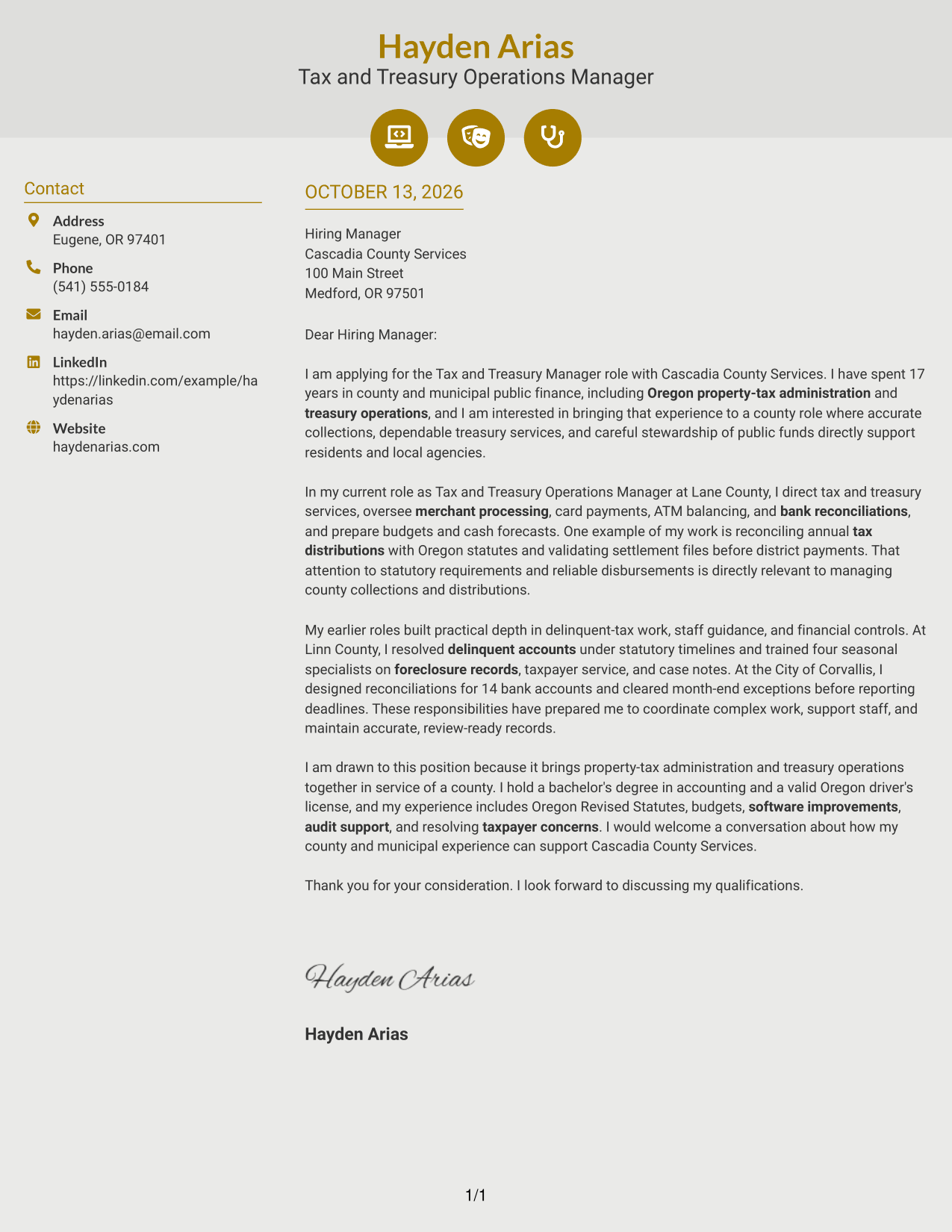 Cover Letter Example Page 1