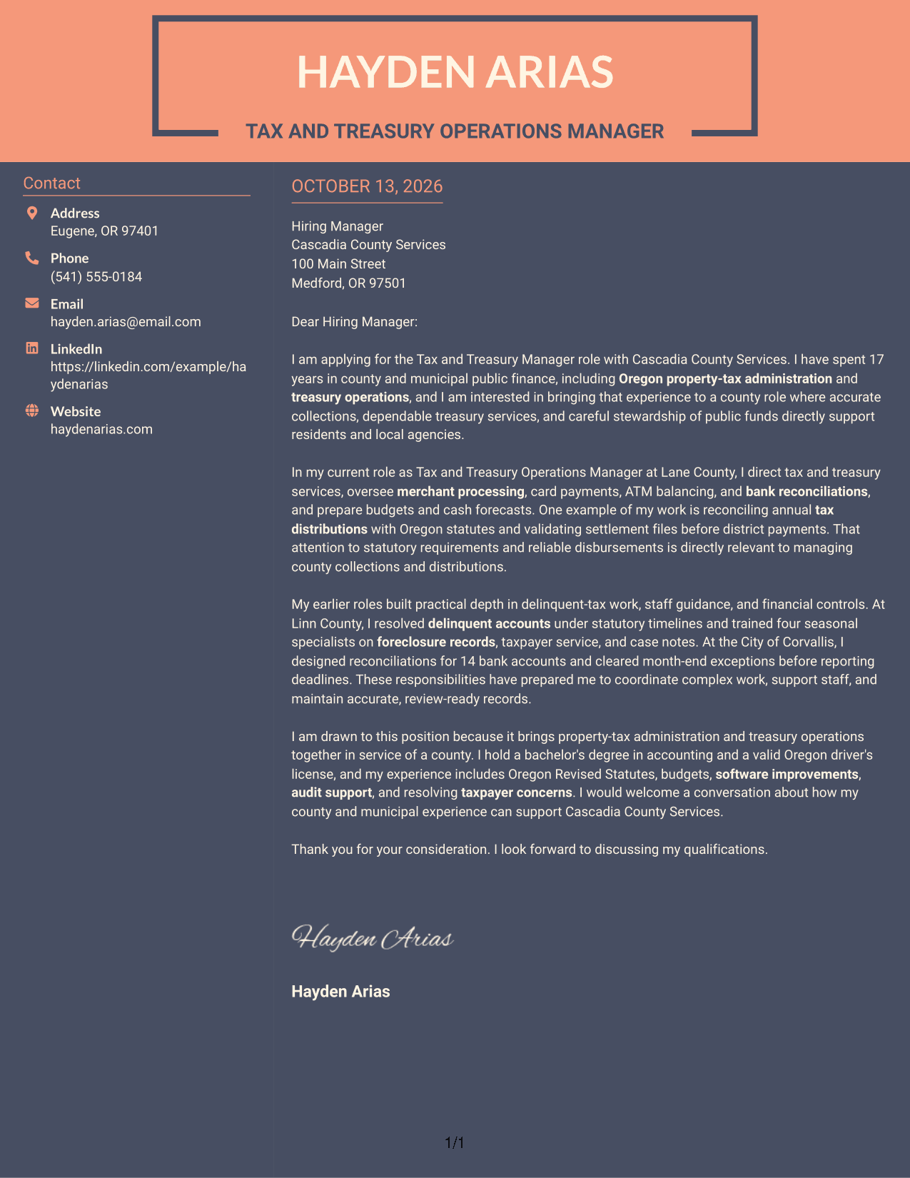 Cover Letter Example Page 1