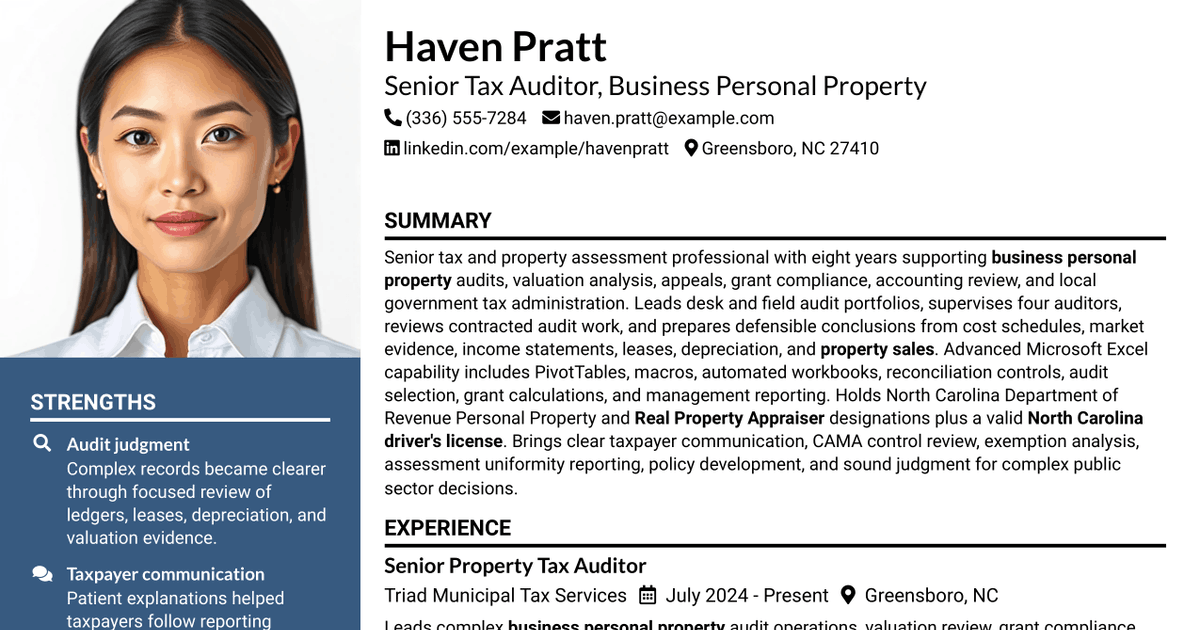 7 Tax Auditor - Business Personal Property Resume Templates with Example