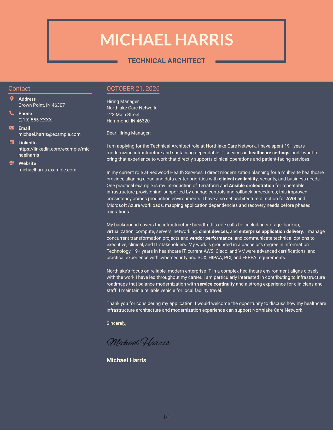 Cover letter example — page 1