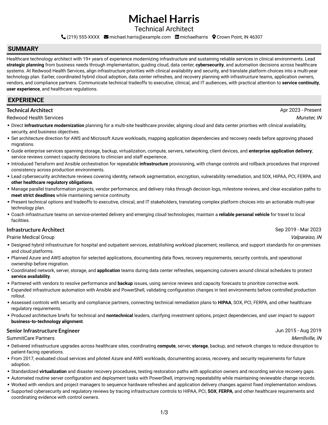 Resume example — page 1