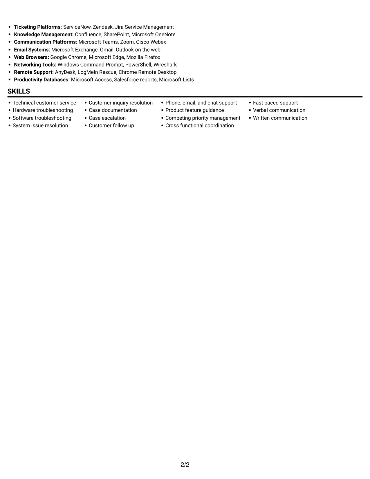 Resume example — page 2