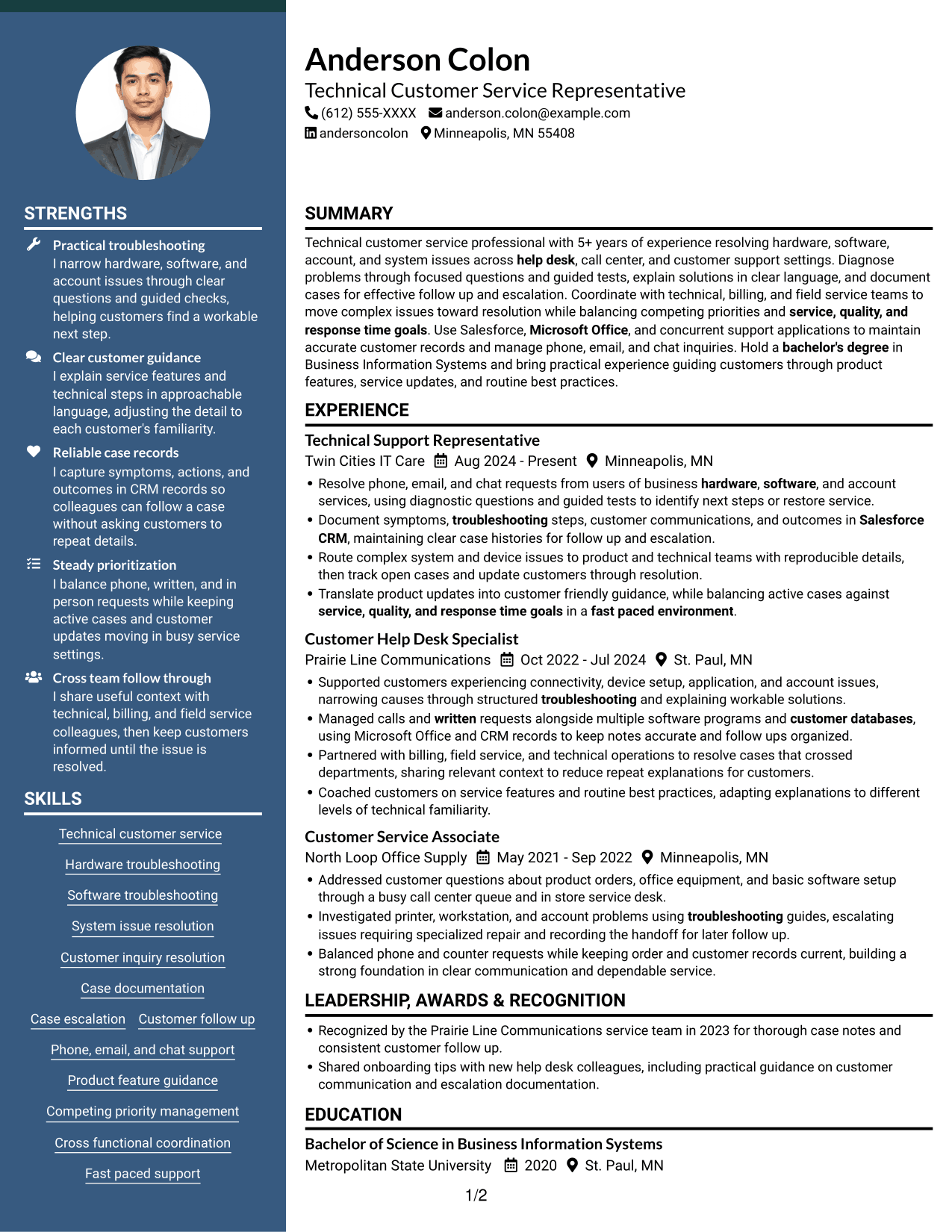 Resume example — page 1