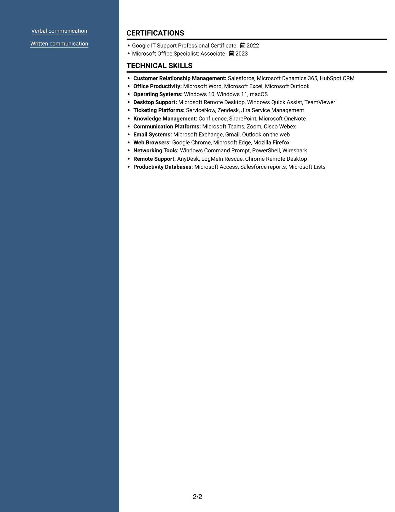 Resume example — page 2