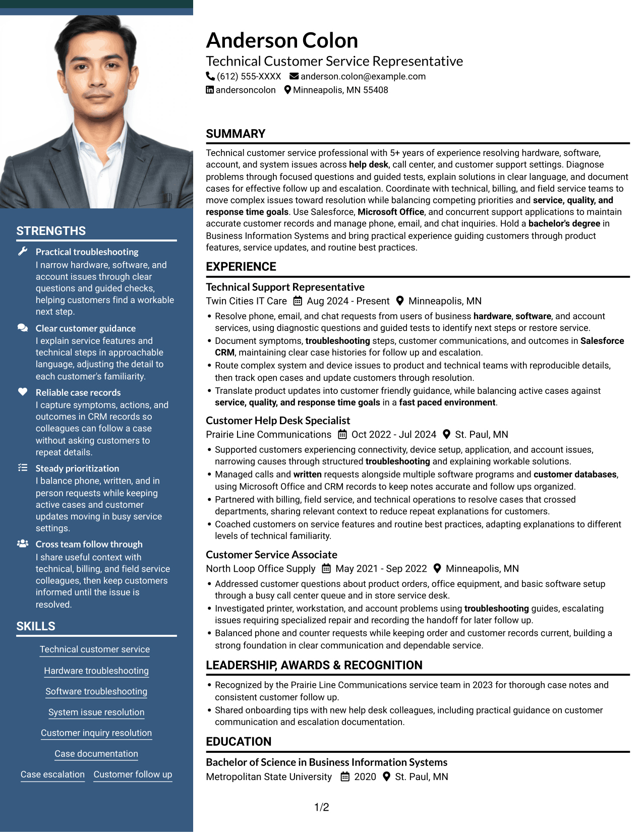 Resume example — page 1