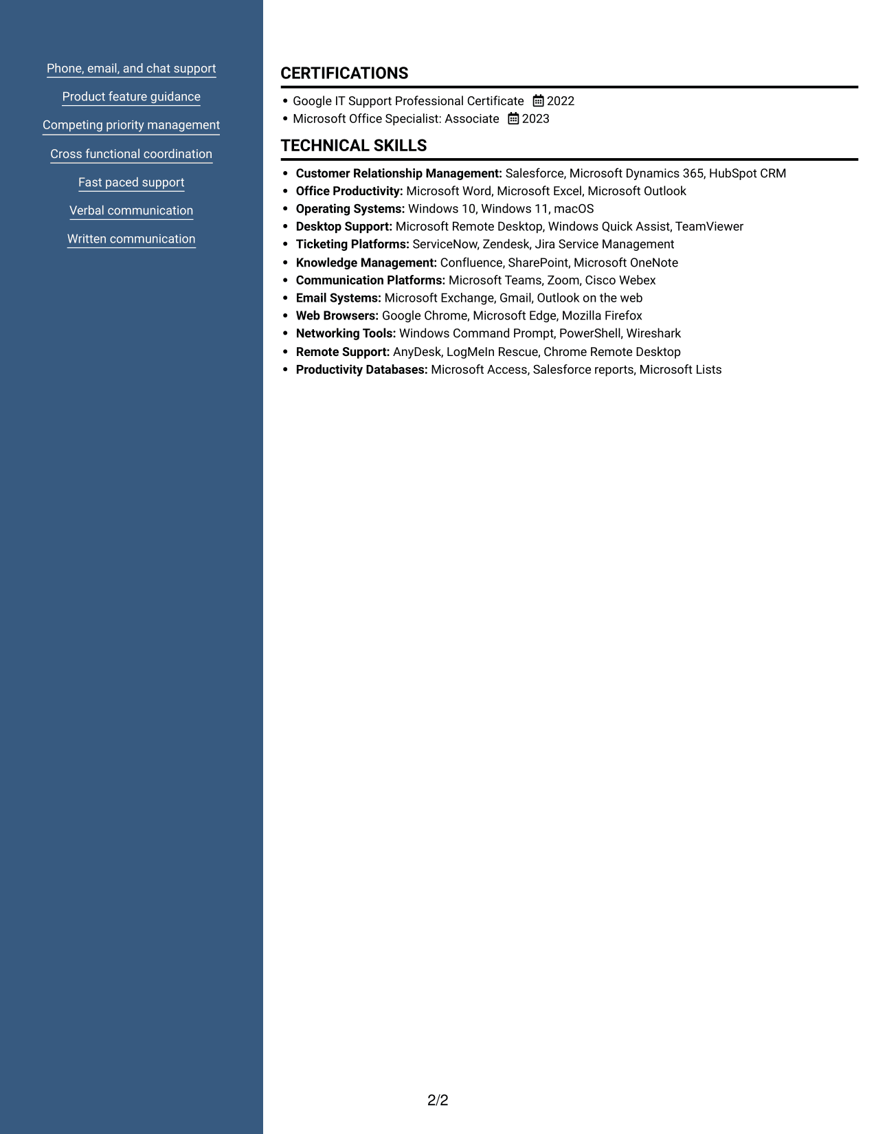 Resume example — page 2