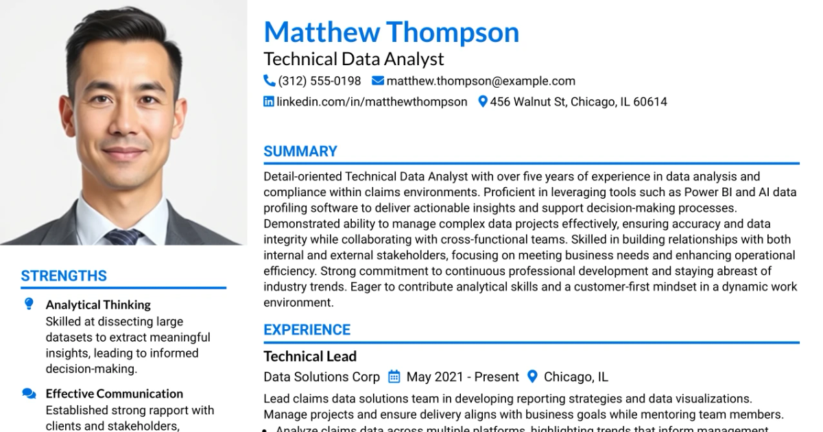 33 Technical Data Analyst Resume Templates with Example 2026 (ATS-Optimized)