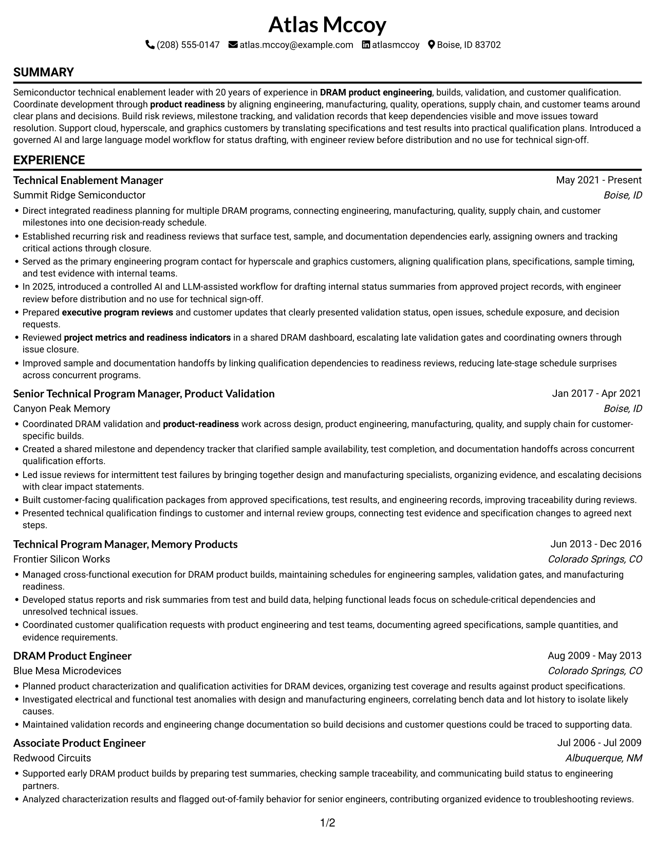 Resume example — page 1