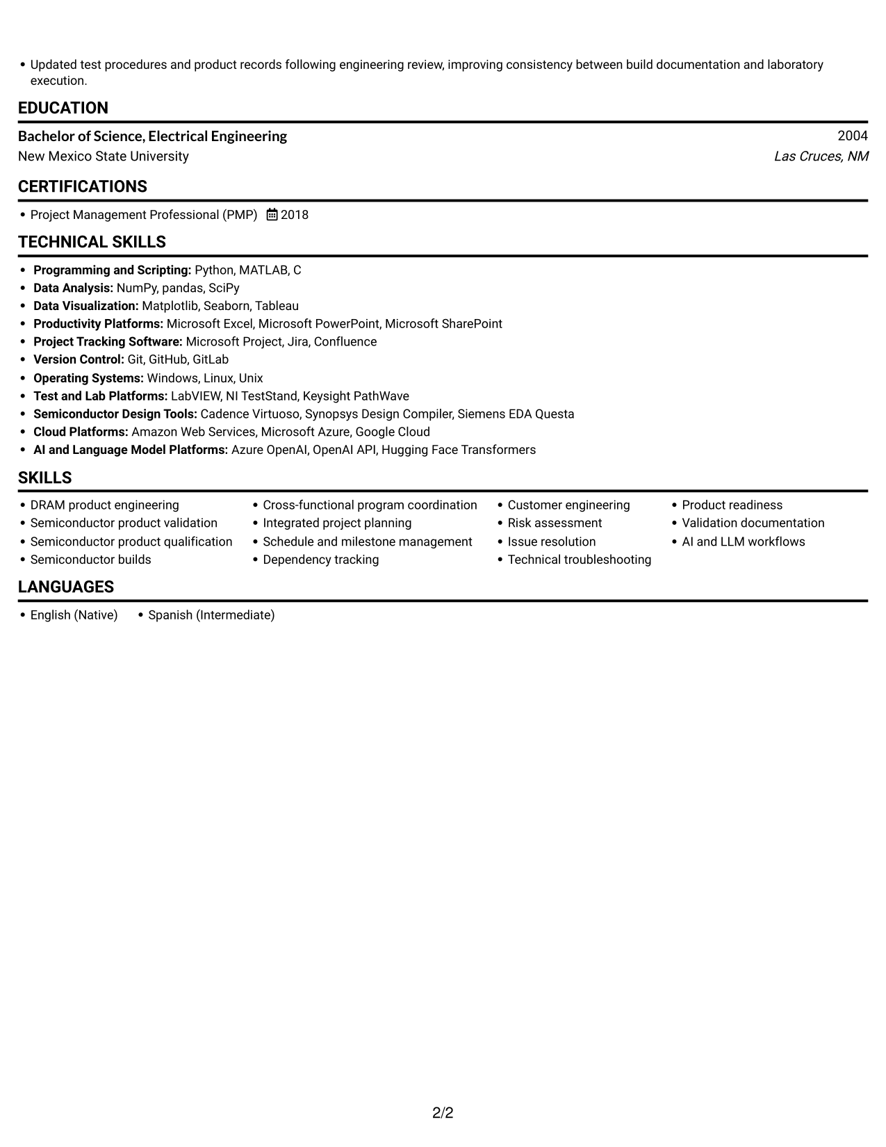 Resume example — page 2