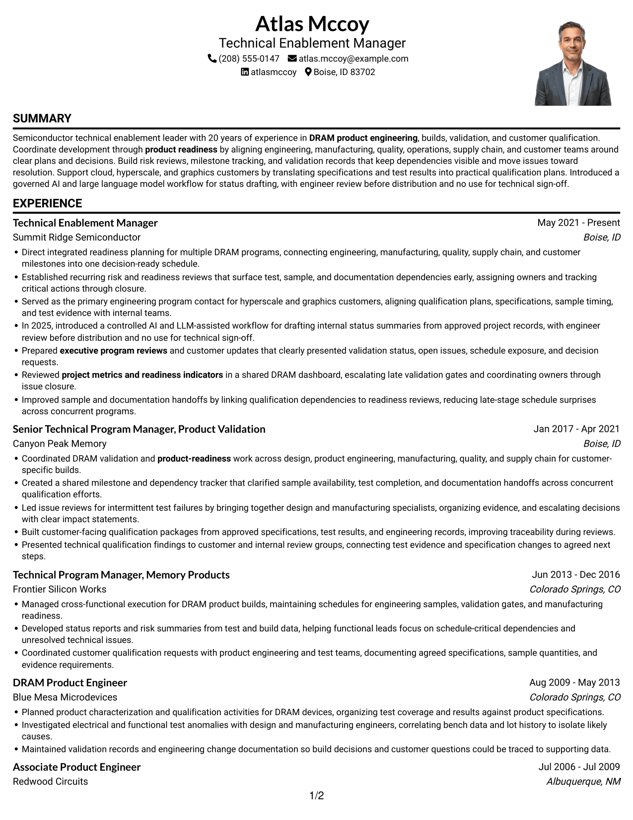 Resume example — page 1