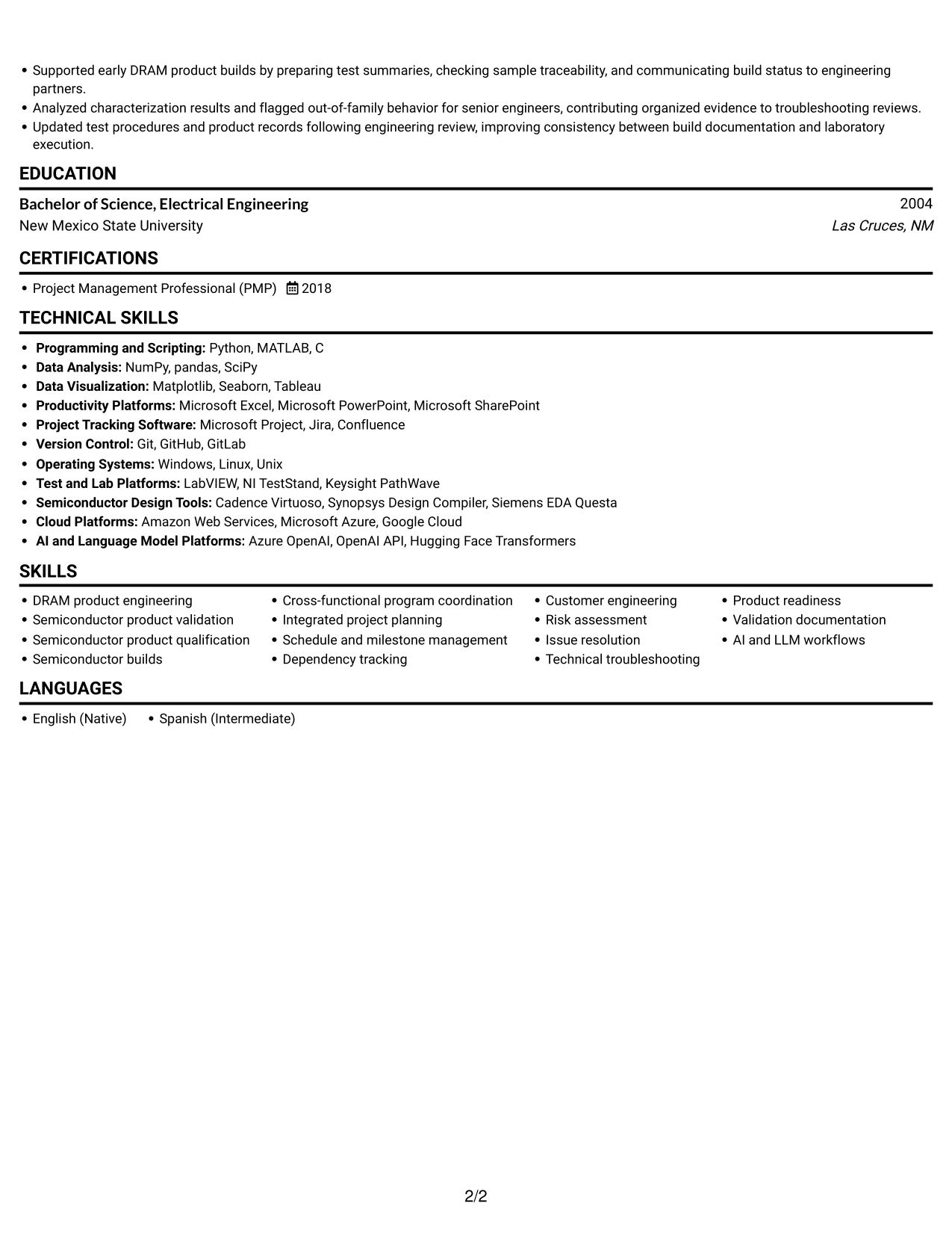 Resume example — page 2