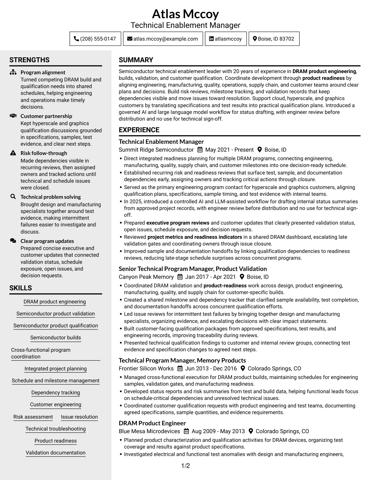 Resume example — page 1