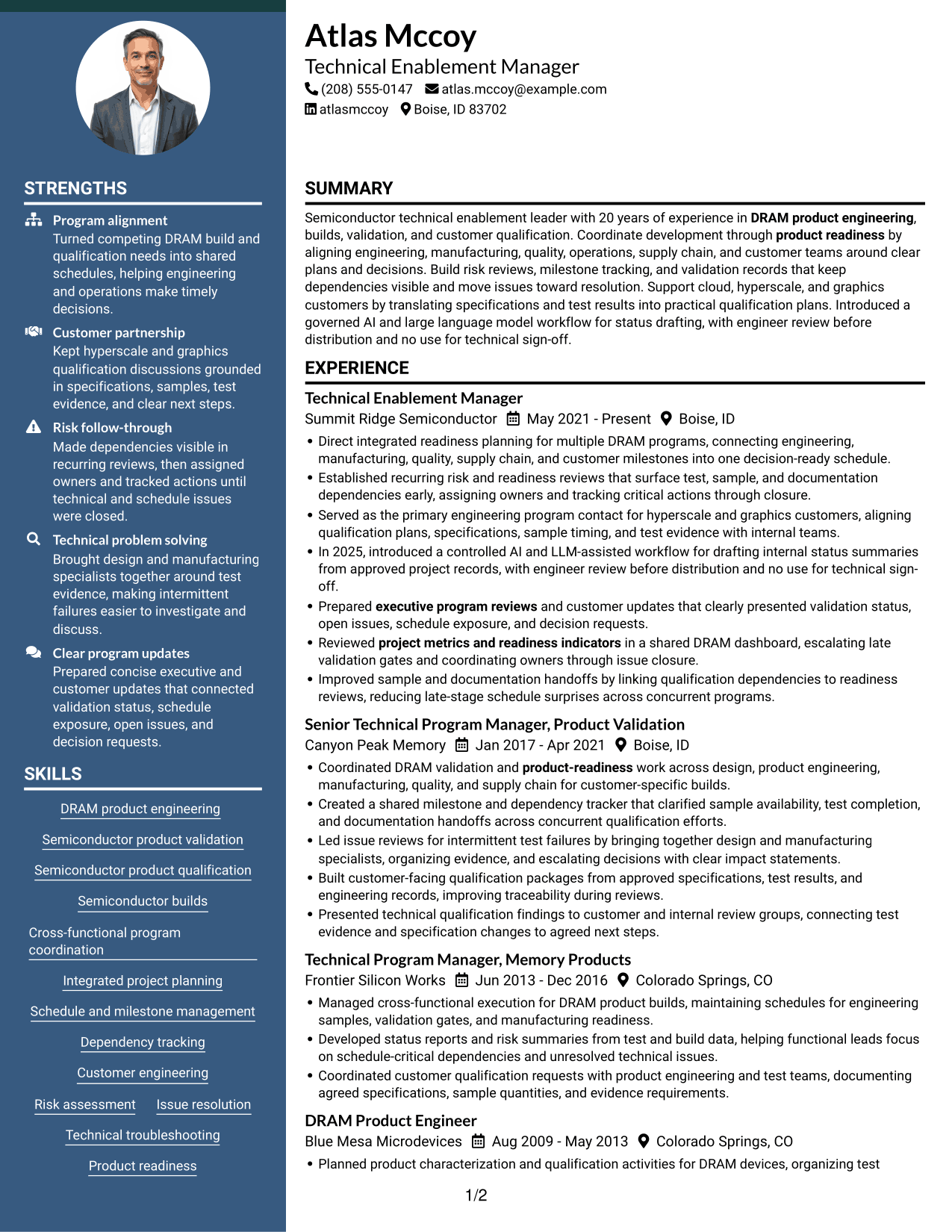Resume example — page 1