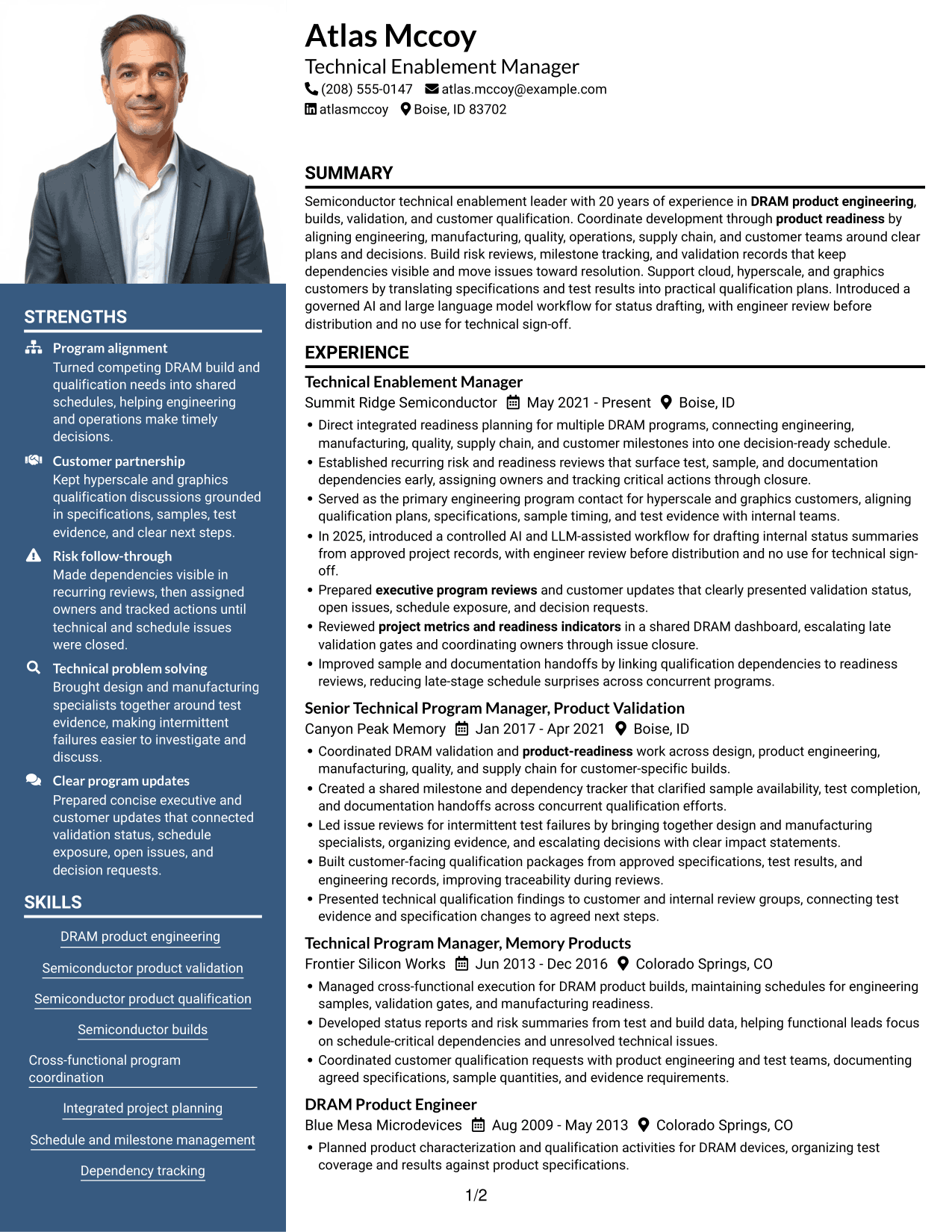 Resume example — page 1