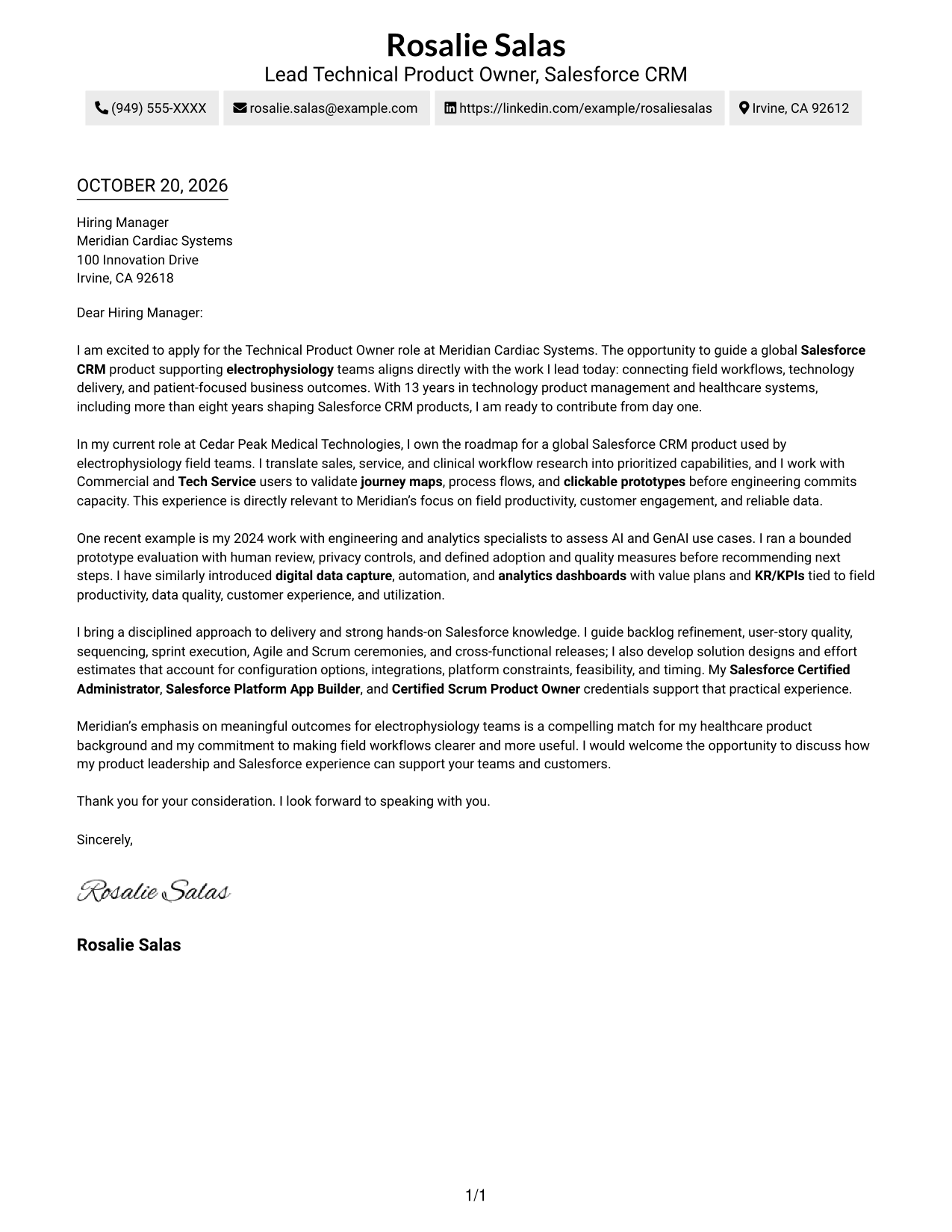 Cover letter example — page 1