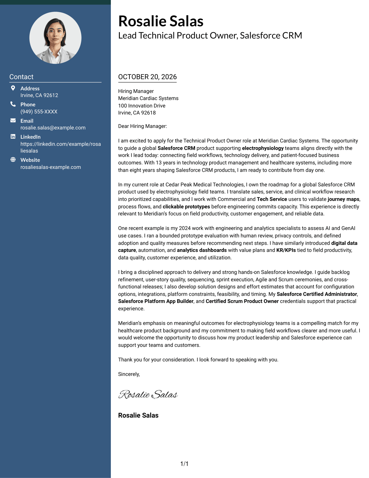 Cover letter example — page 1