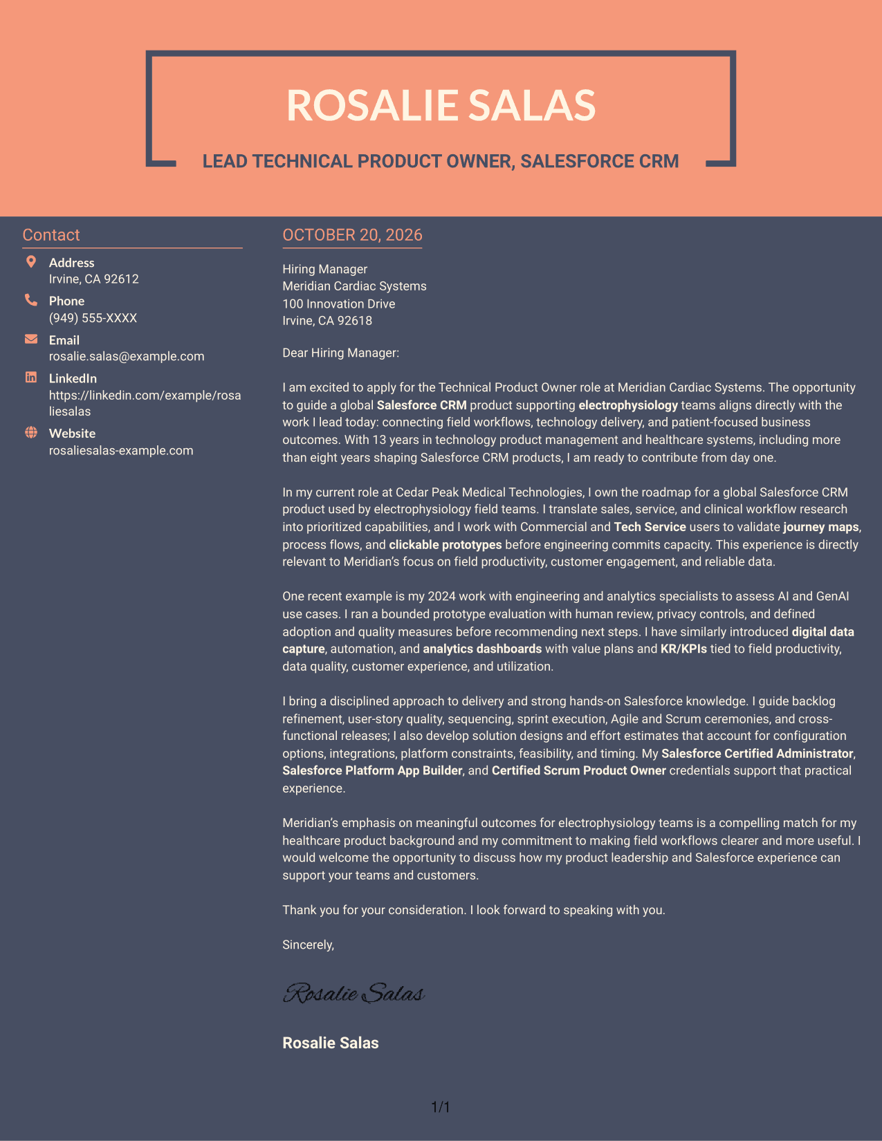 Cover letter example — page 1