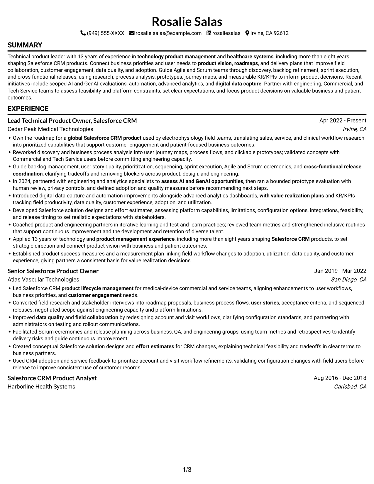 Resume example — page 1