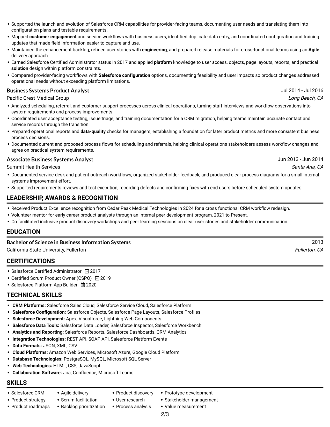 Resume example — page 2