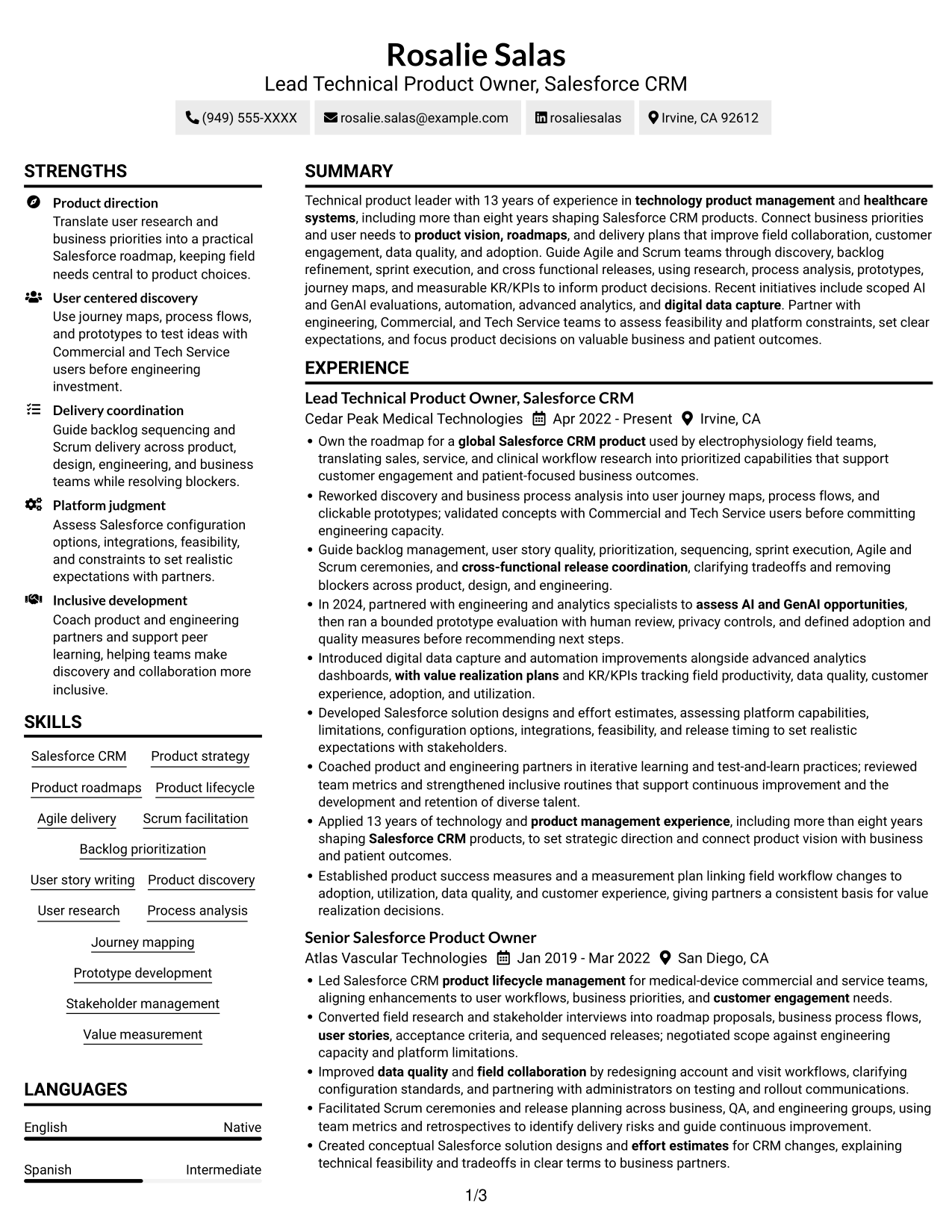Resume example — page 1