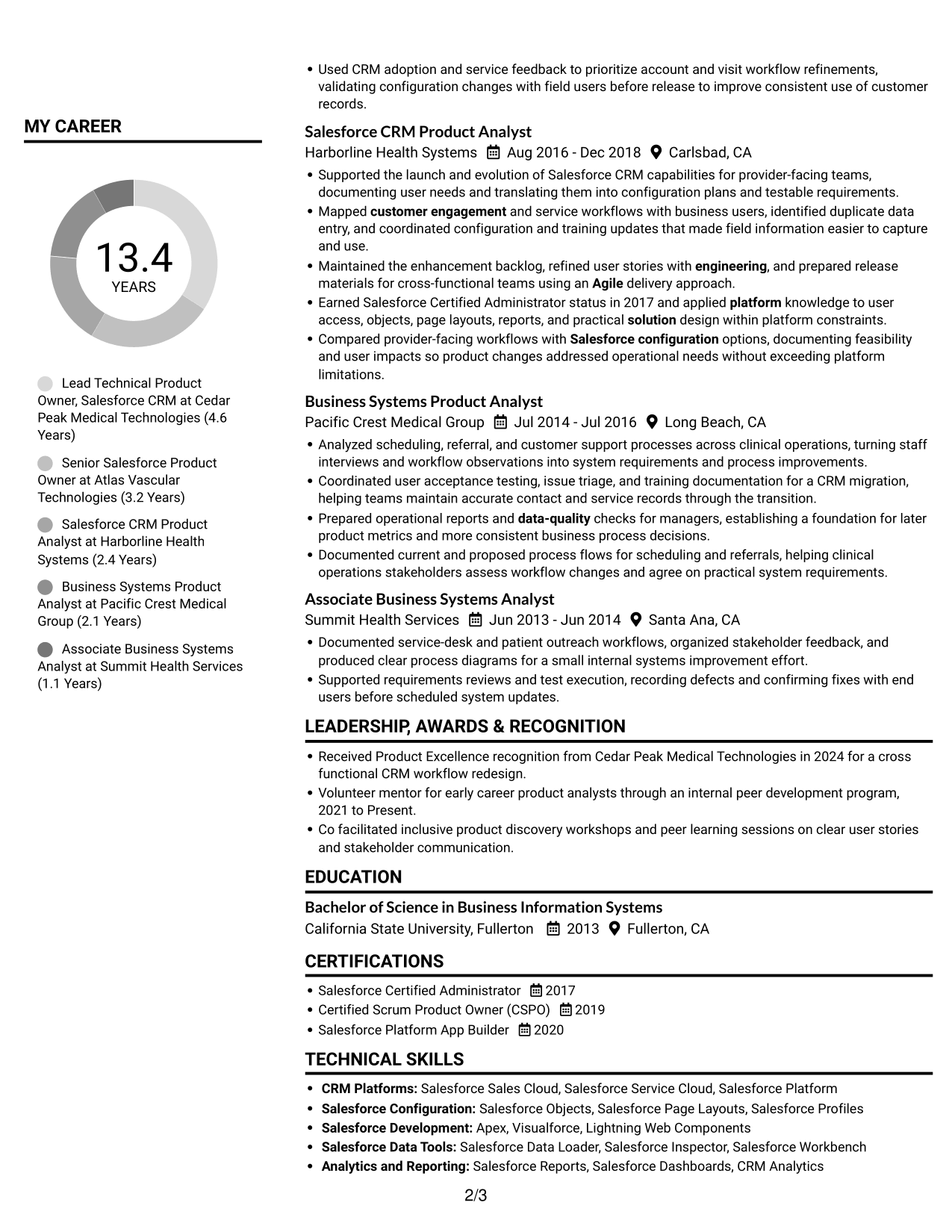 Resume example — page 2