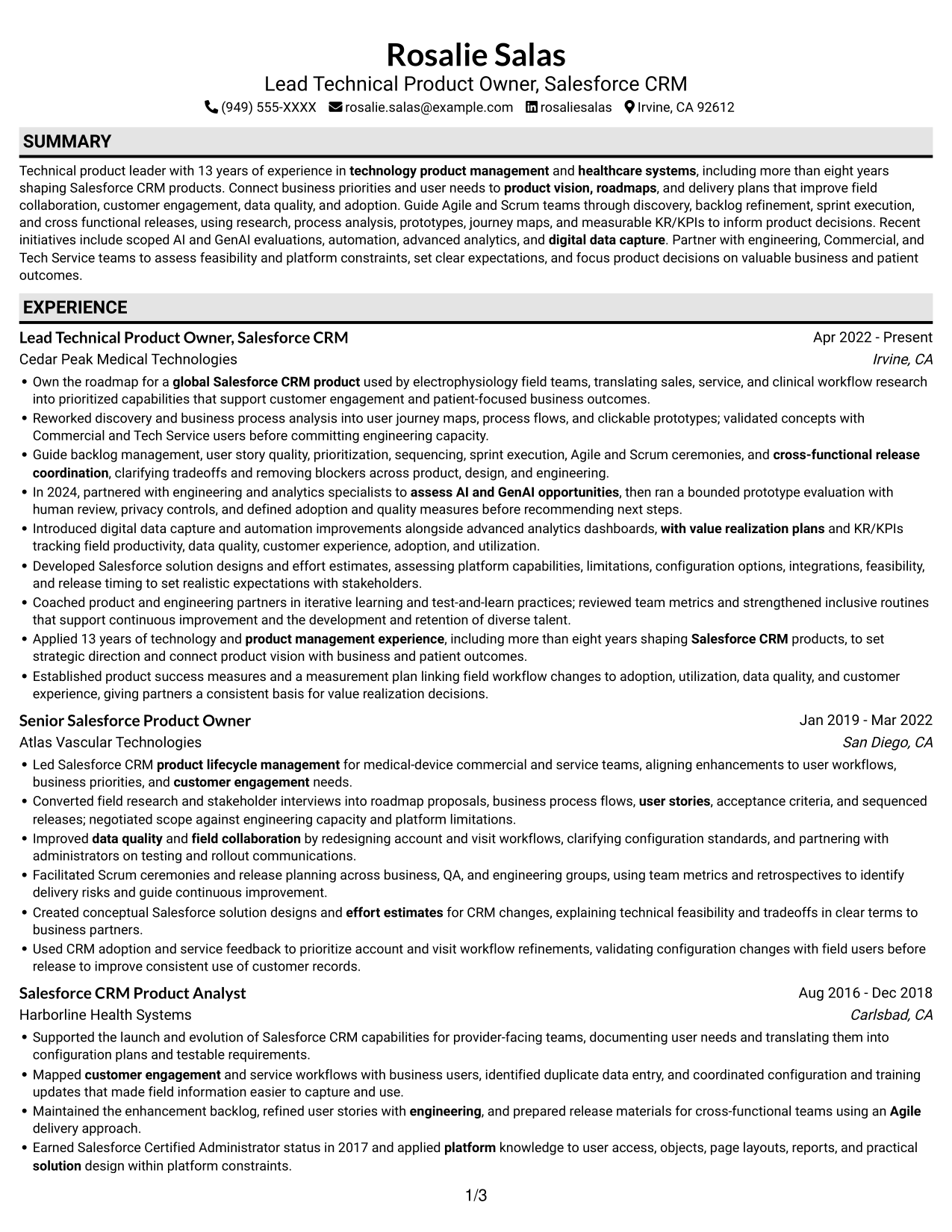 Resume example — page 1