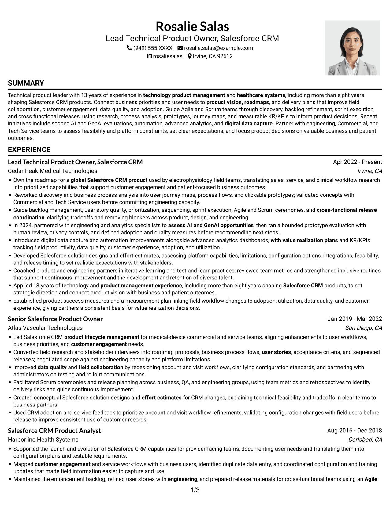 Resume example — page 1