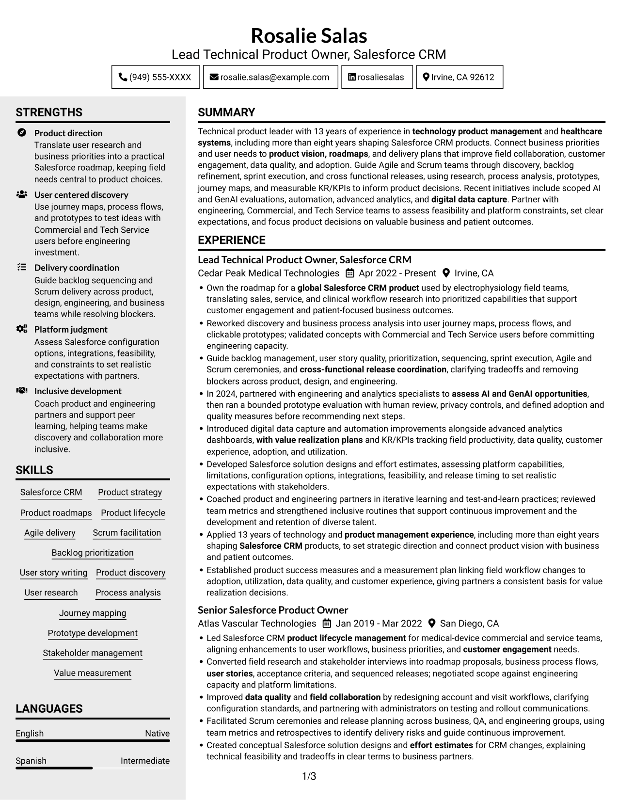 Resume example — page 1