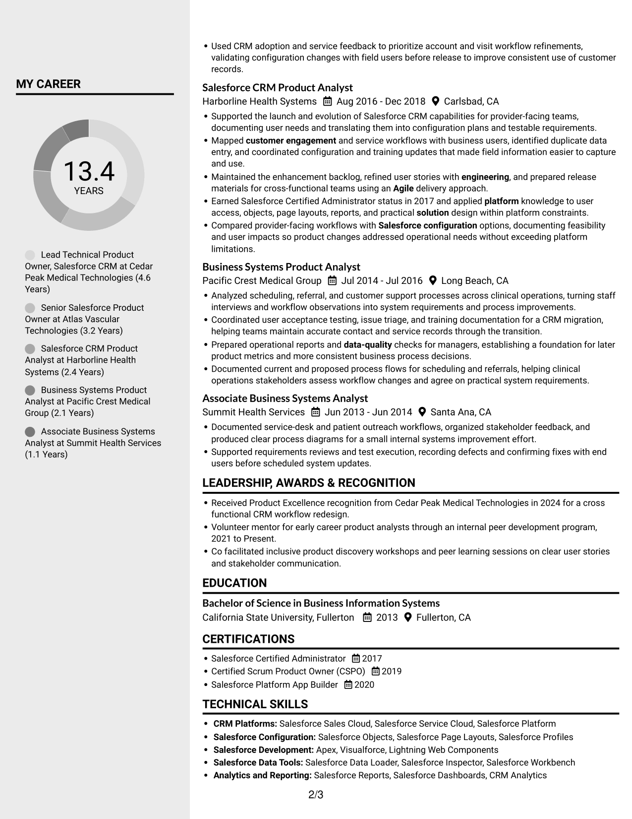 Resume example — page 2