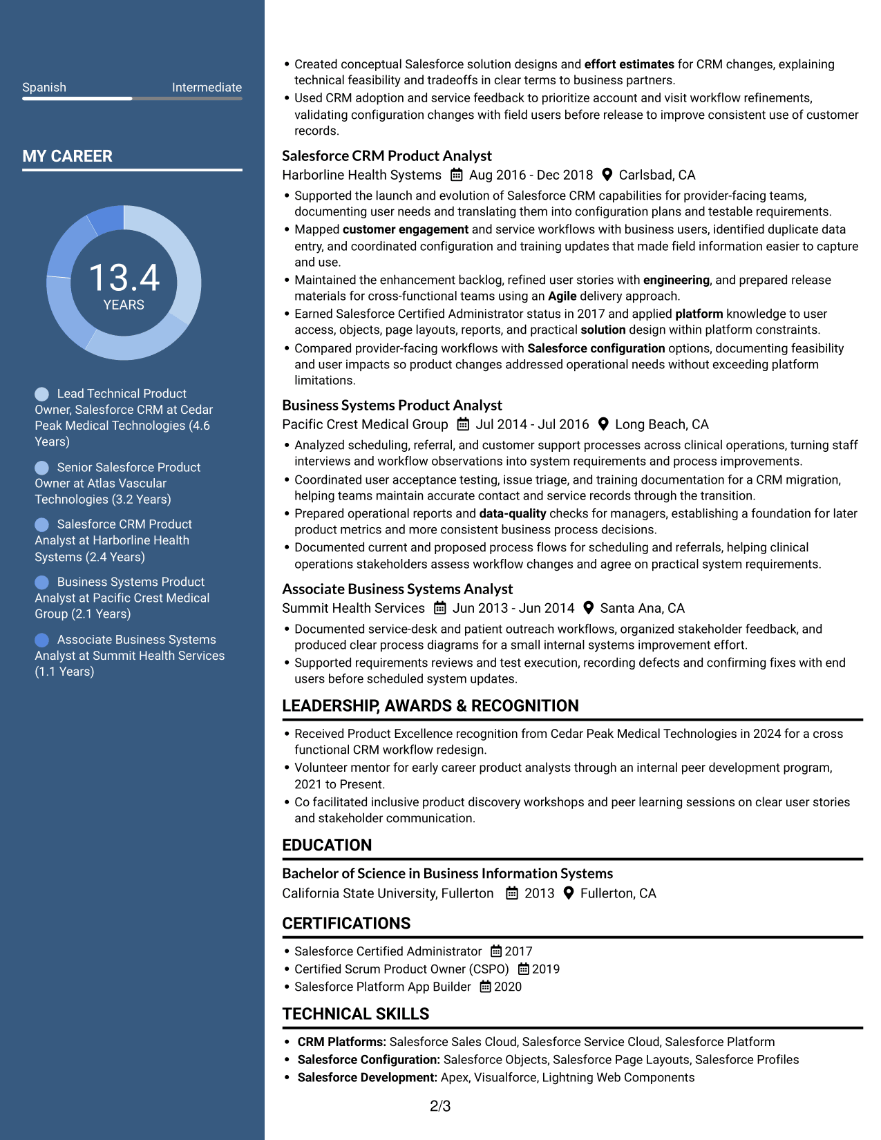 Resume example — page 2