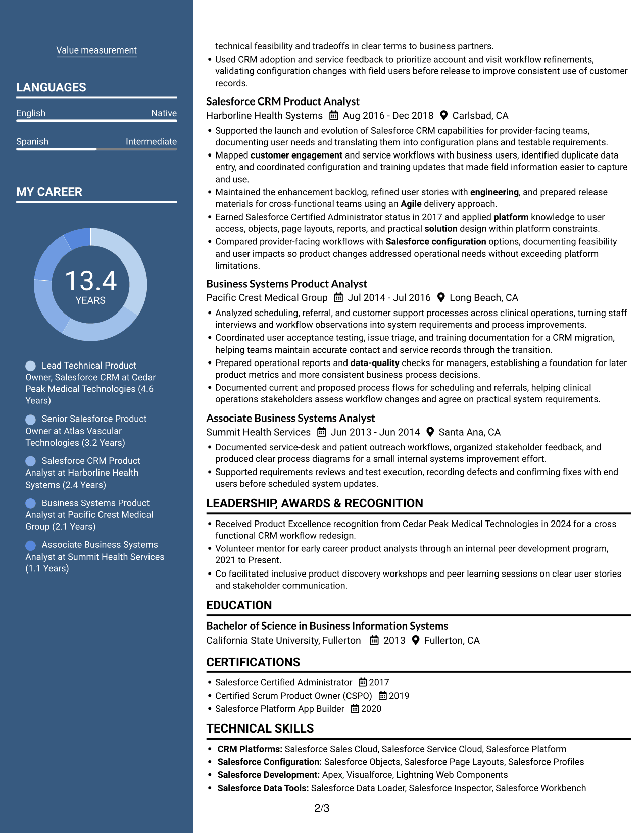 Resume example — page 2