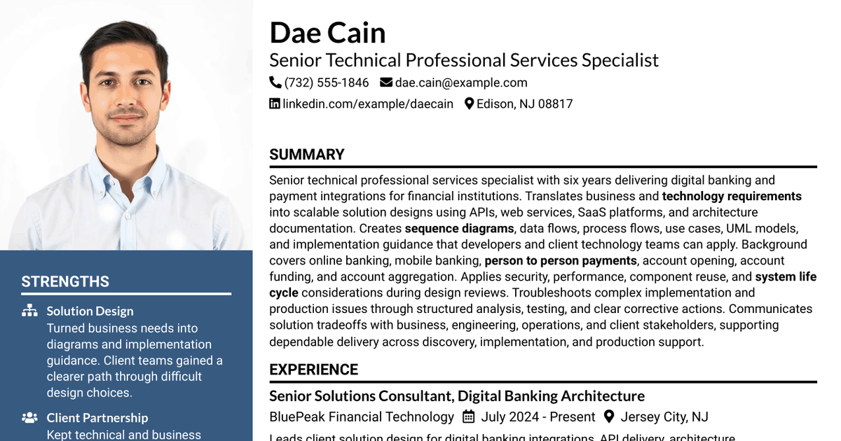 7 Technical Professional Services - Sr Professional I Resume Templates with Example