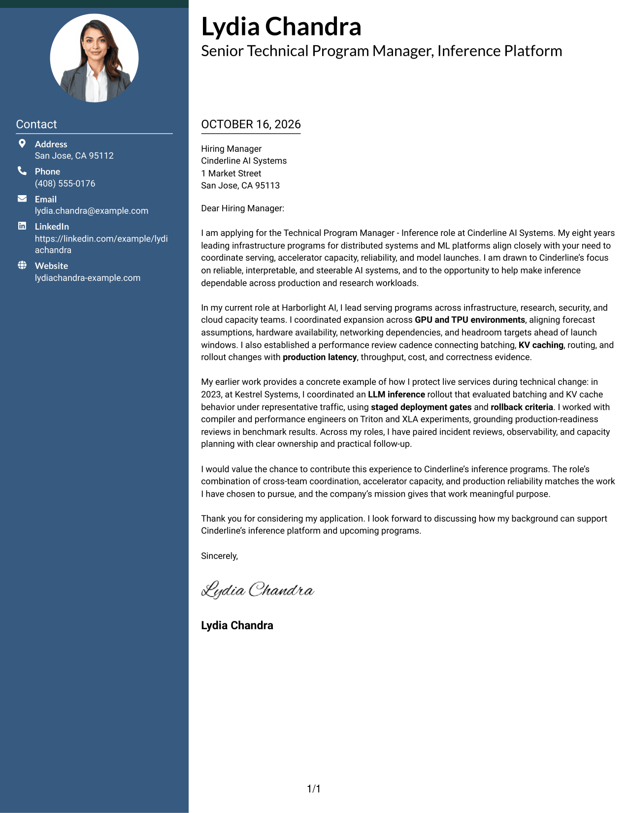 Cover letter example — page 1