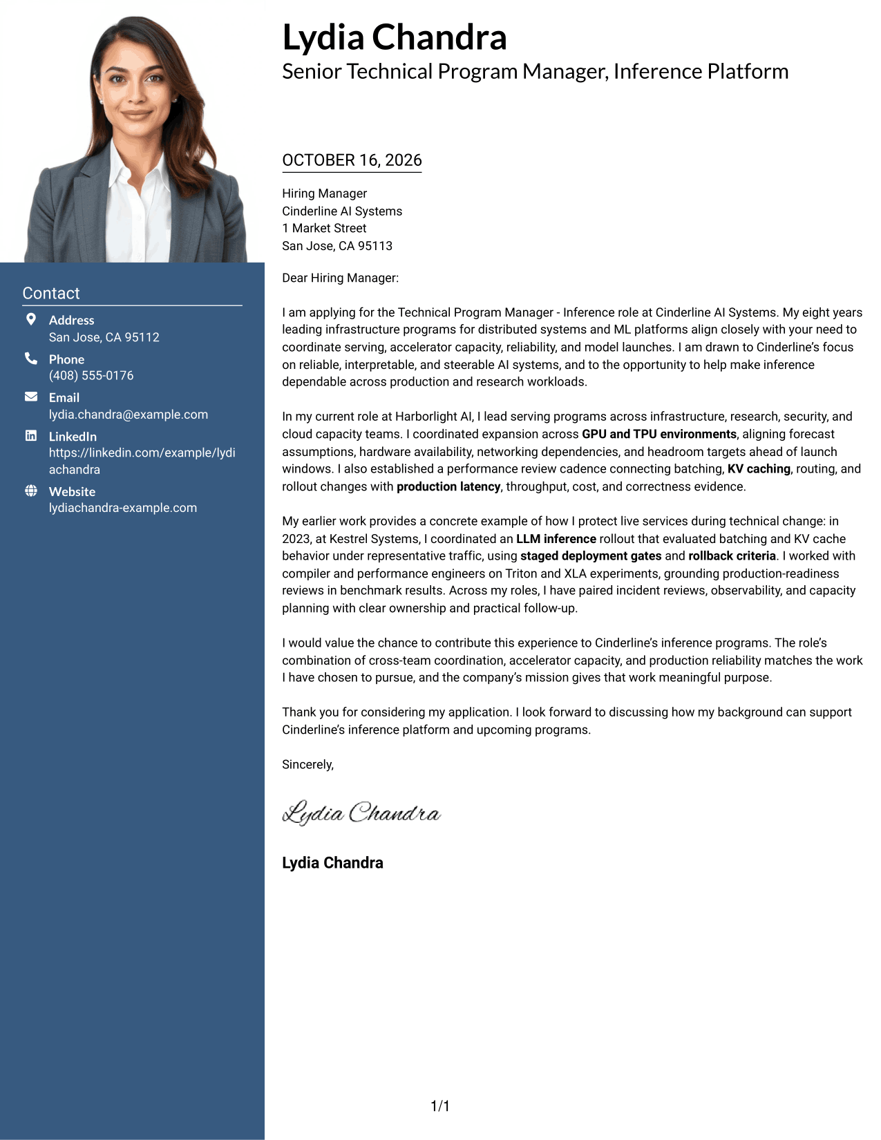 Cover letter example — page 1