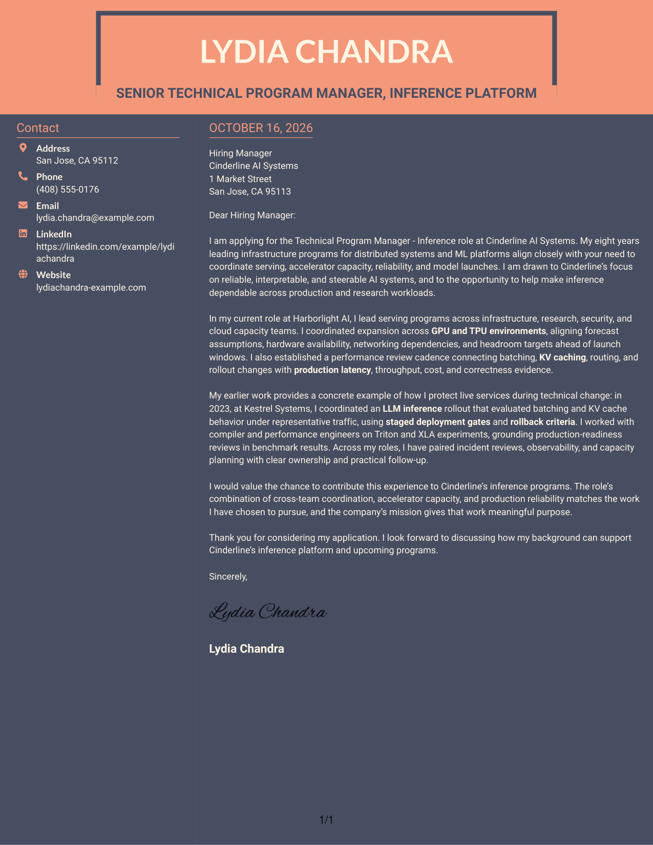 Cover letter example — page 1