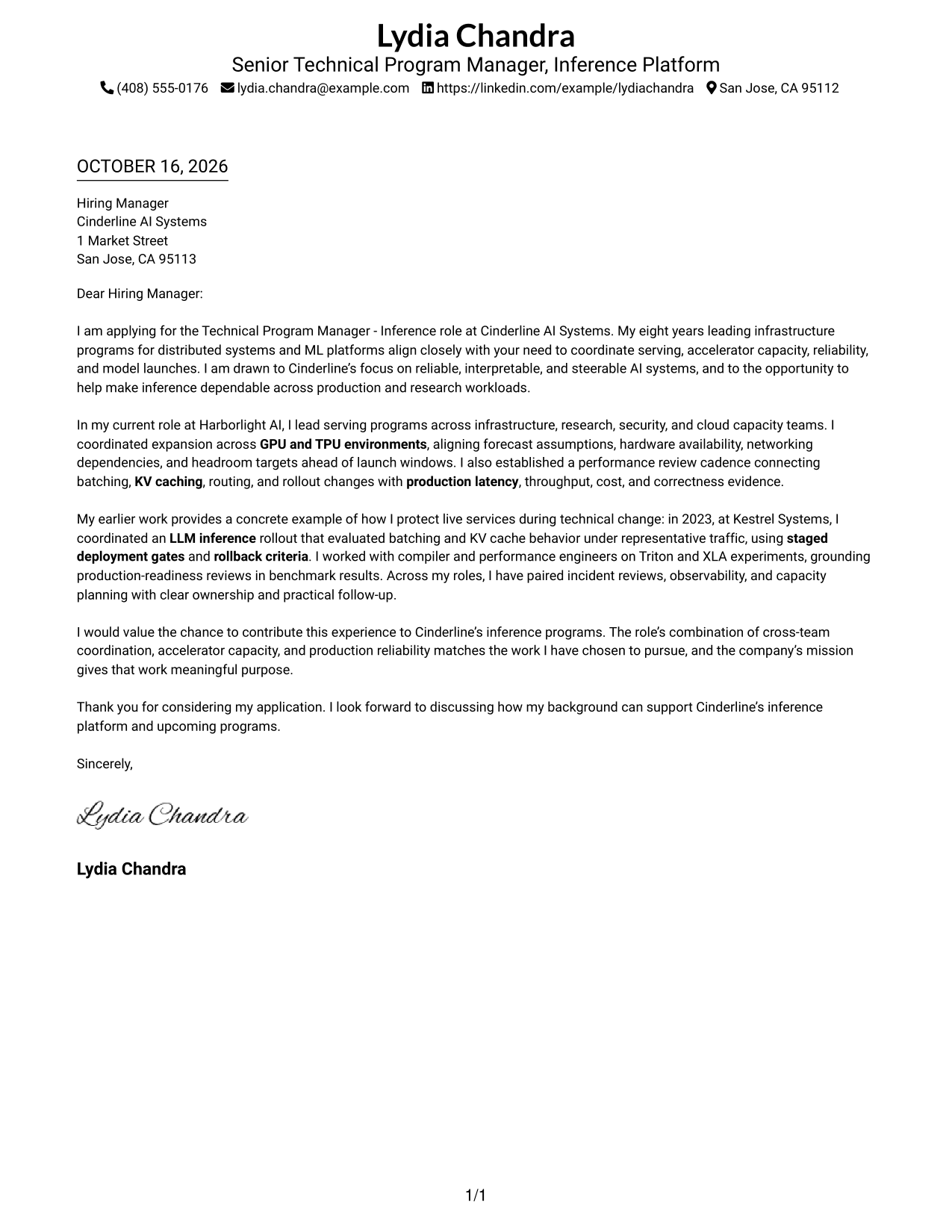 Cover letter example — page 1