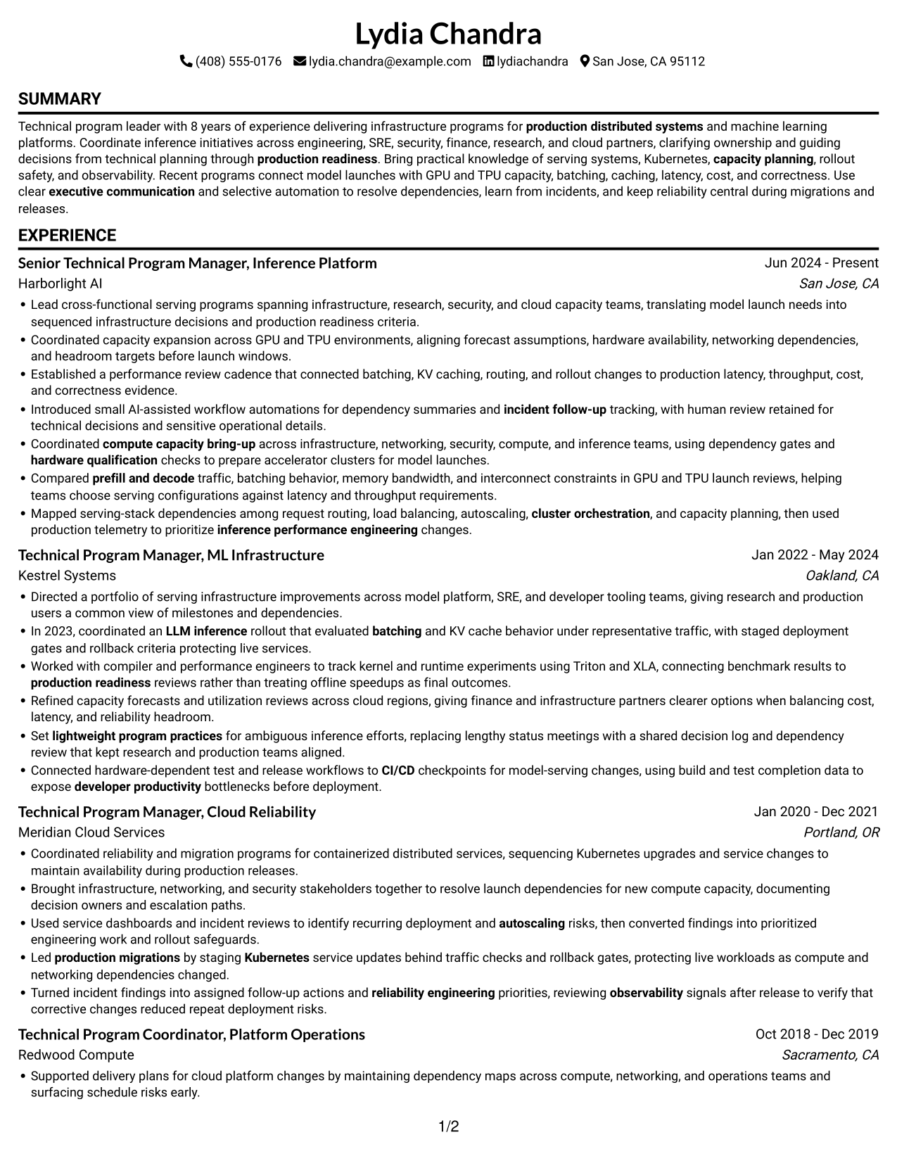Resume example — page 1
