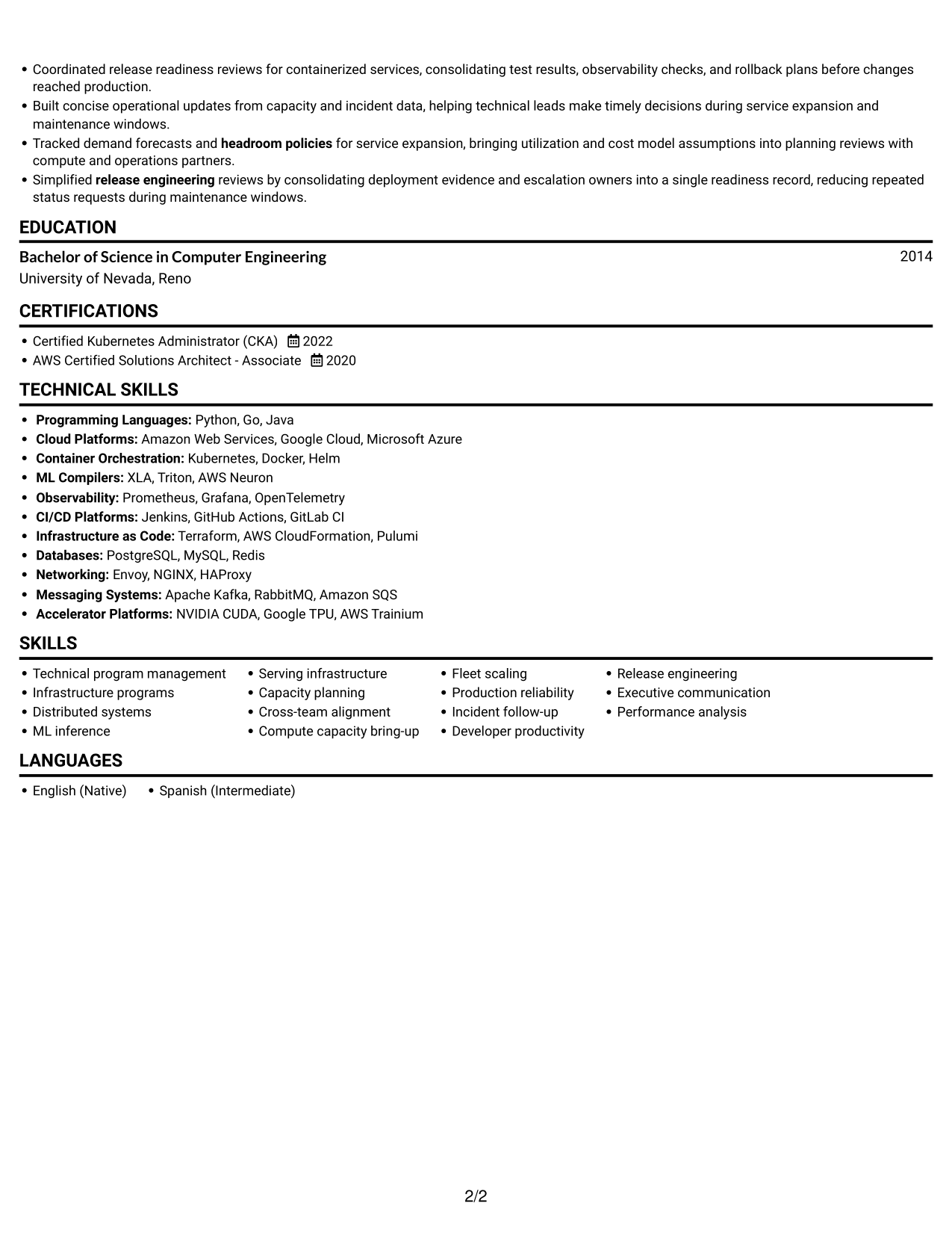 Resume example — page 2