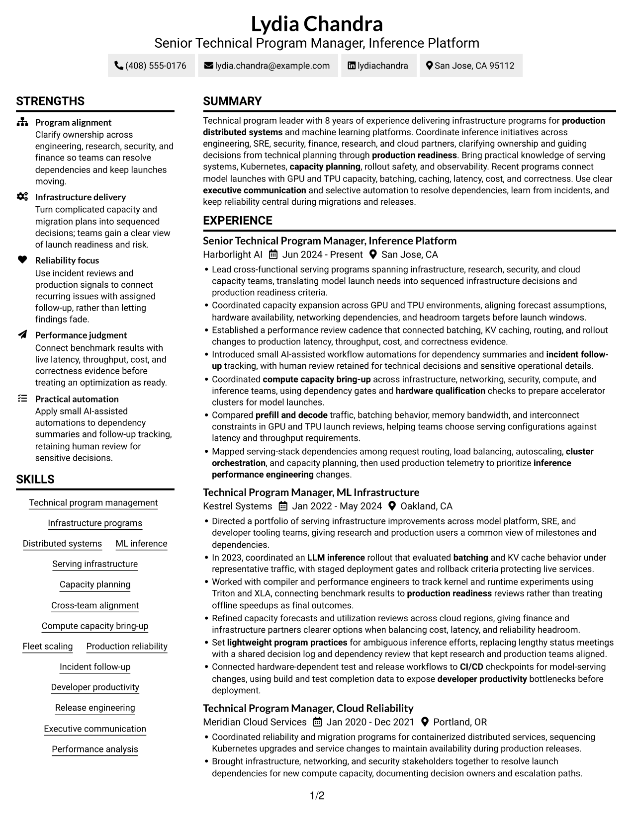 Resume example — page 1