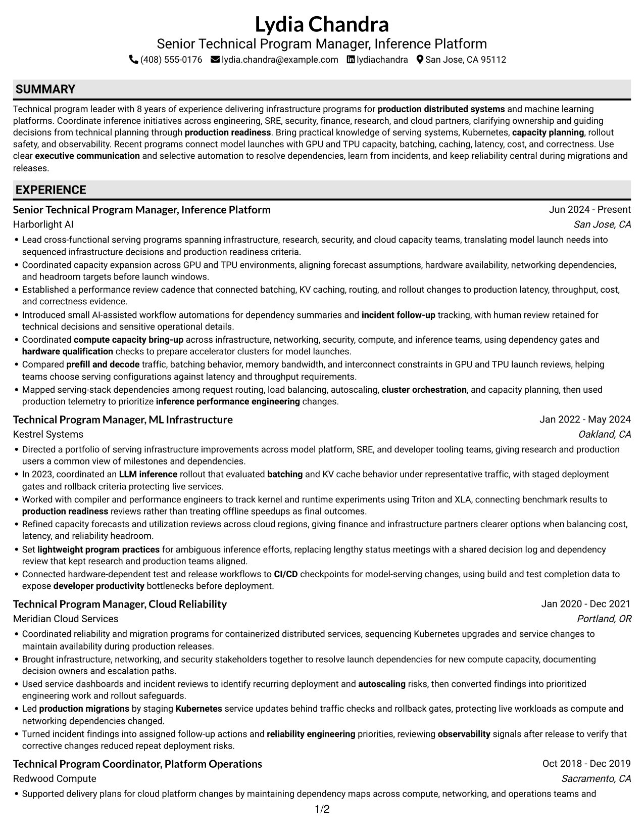 Resume example — page 1