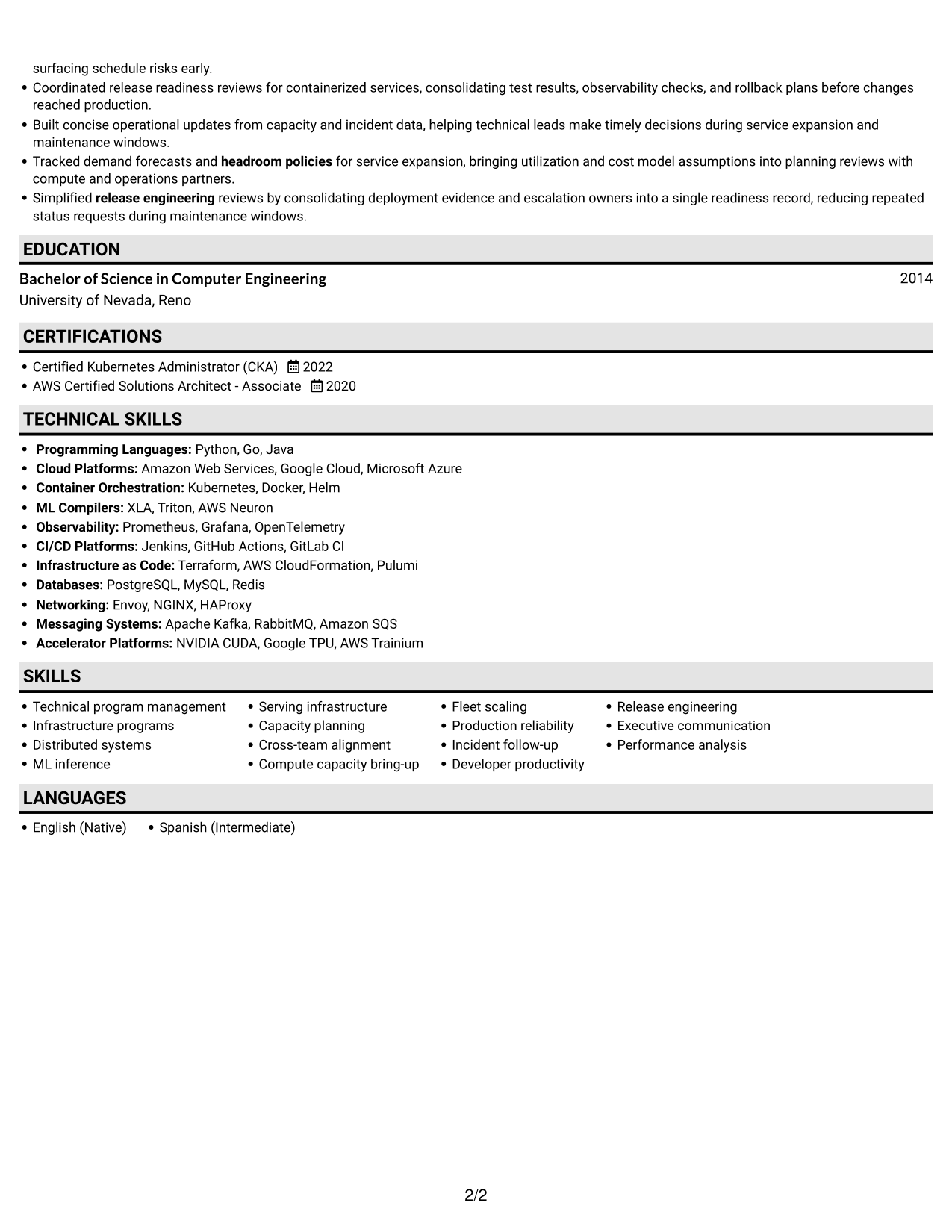 Resume example — page 2