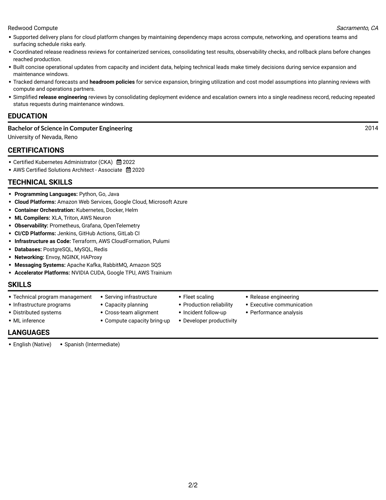 Resume example — page 2
