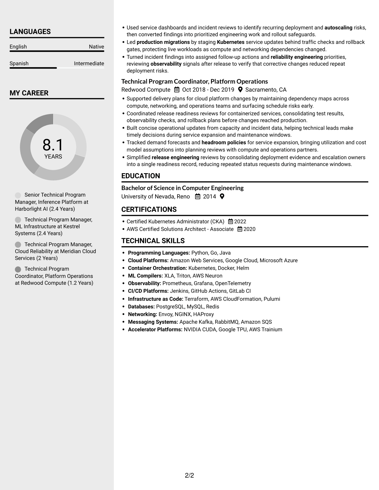 Resume example — page 2