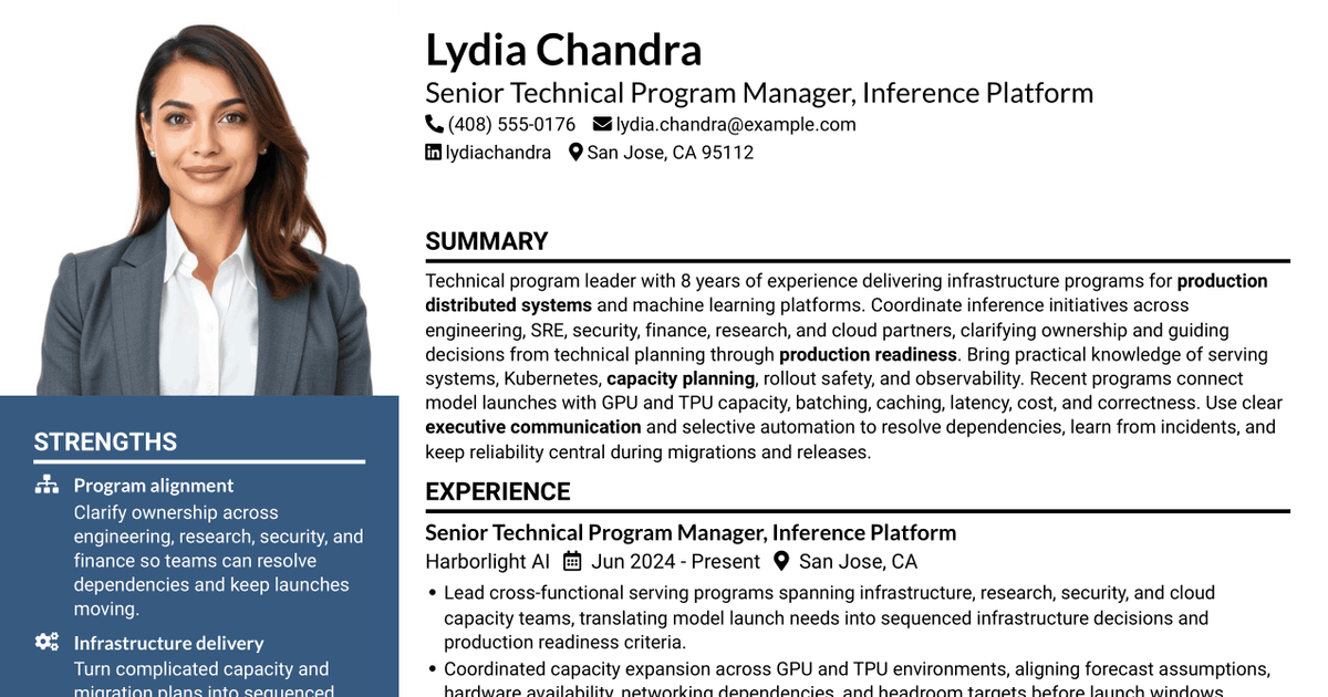 7 Technical Program Manager - Inference Resume Templates with Example